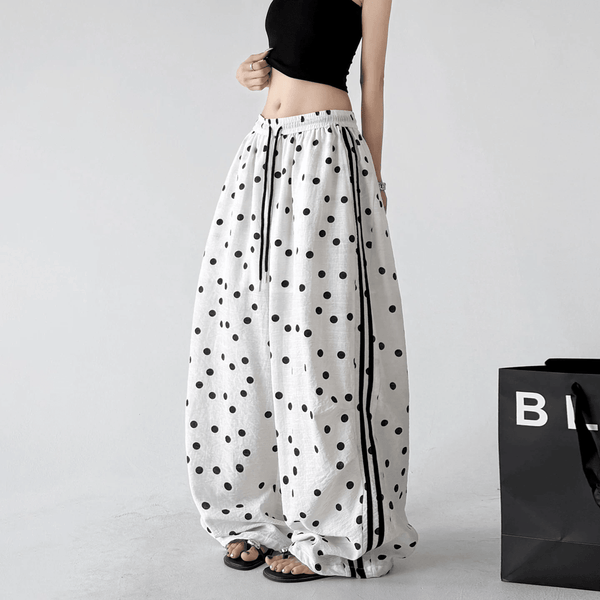 Polka Dot Side Stripe Wide Leg Pants - CT66177 - COPPING THREADS - CT Select
