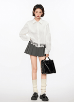 Polo Collar Contrast Lace - Up Long Sleeve Shirt - COPPING THREADS - CT Select