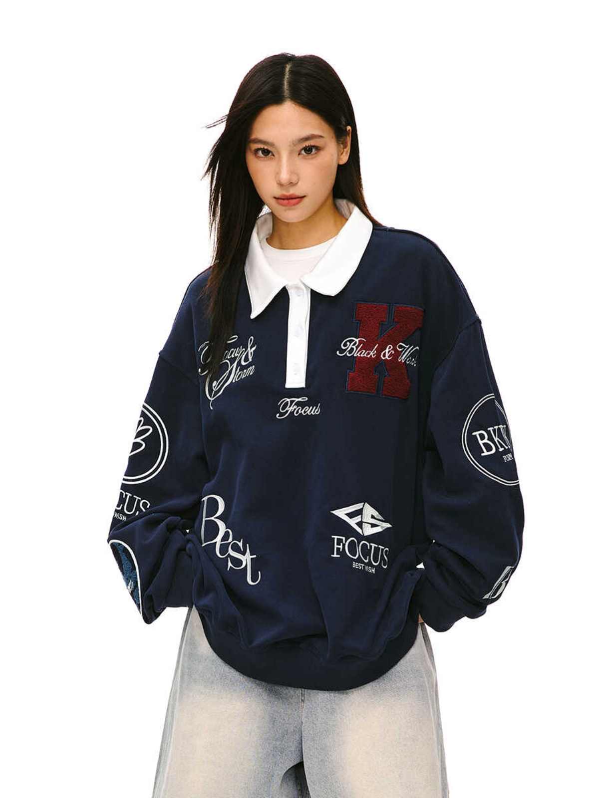 Sweatshirt mit Polokragen Zweitbild