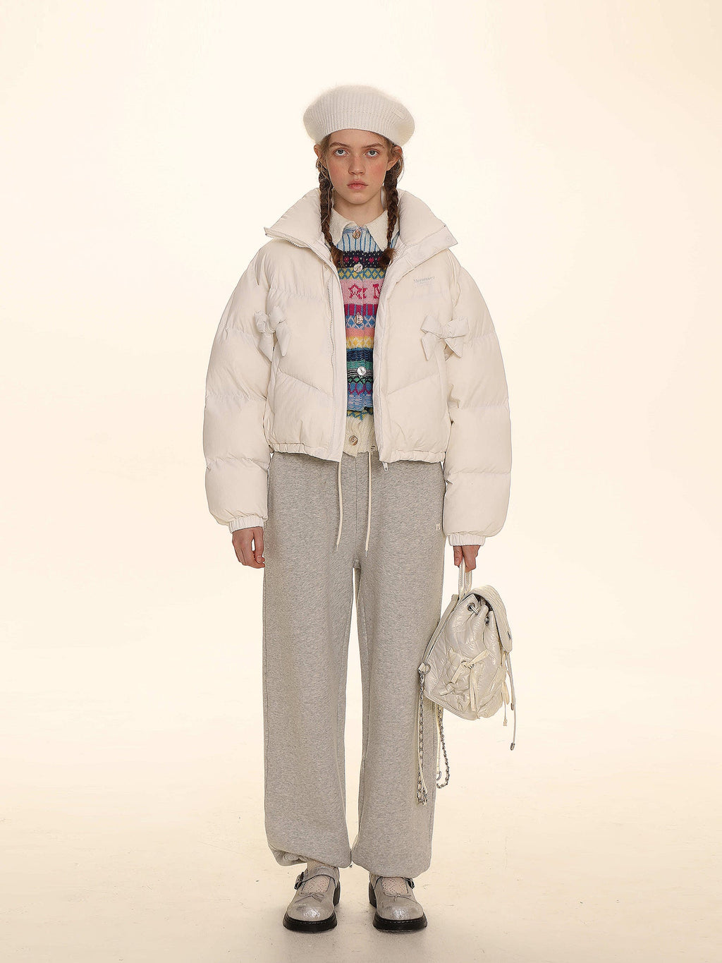 Polo Neck Colorful Stripe Fair Isle Knit Cardigan - COPPING THREADS - MOROMORO