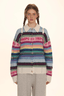 Polo Neck Colorful Stripe Fair Isle Knit Cardigan - COPPING THREADS - MOROMORO