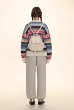 Polo Neck Colorful Stripe Fair Isle Knit Cardigan - COPPING THREADS - MOROMORO