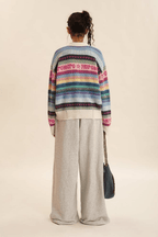 Polo Neck Colorful Stripe Fair Isle Knit Cardigan - COPPING THREADS - MOROMORO
