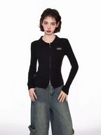 Polo Neck Double Zipper Long Sleeve Knit Sweater - COPPING THREADS - CT Select