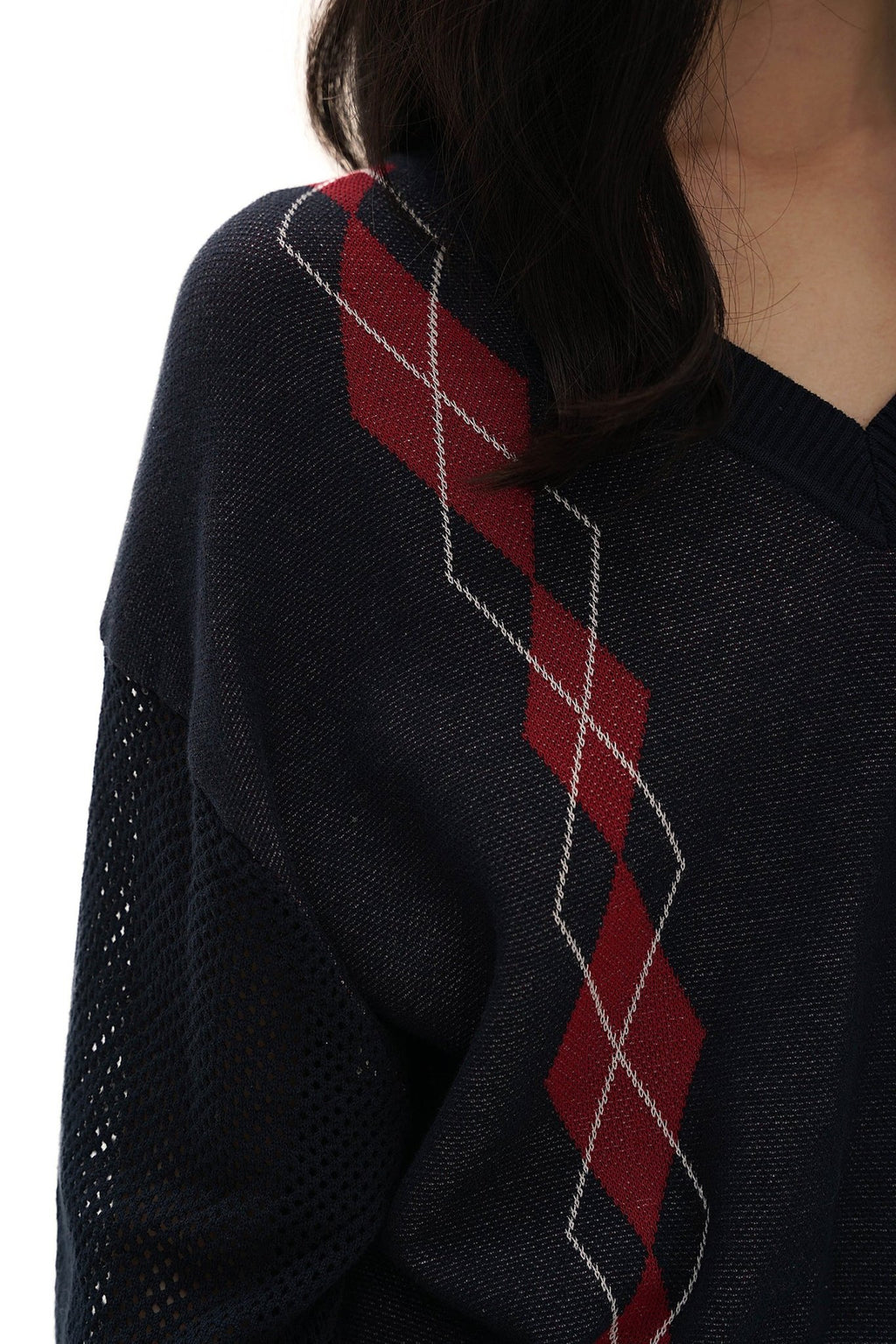 Preppy Diamond Pattern Knit Sweater - COPPING THREADS - MOROMORO