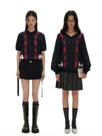 Preppy Diamond Pattern Knit Sweater - COPPING THREADS - MOROMORO