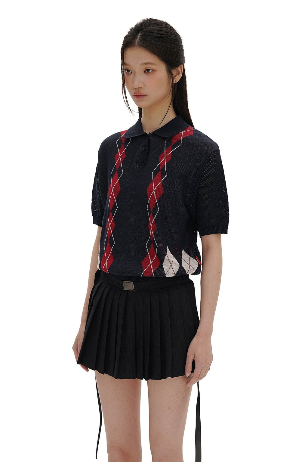 Preppy Diamond Pattern Knit Sweater - COPPING THREADS - MOROMORO