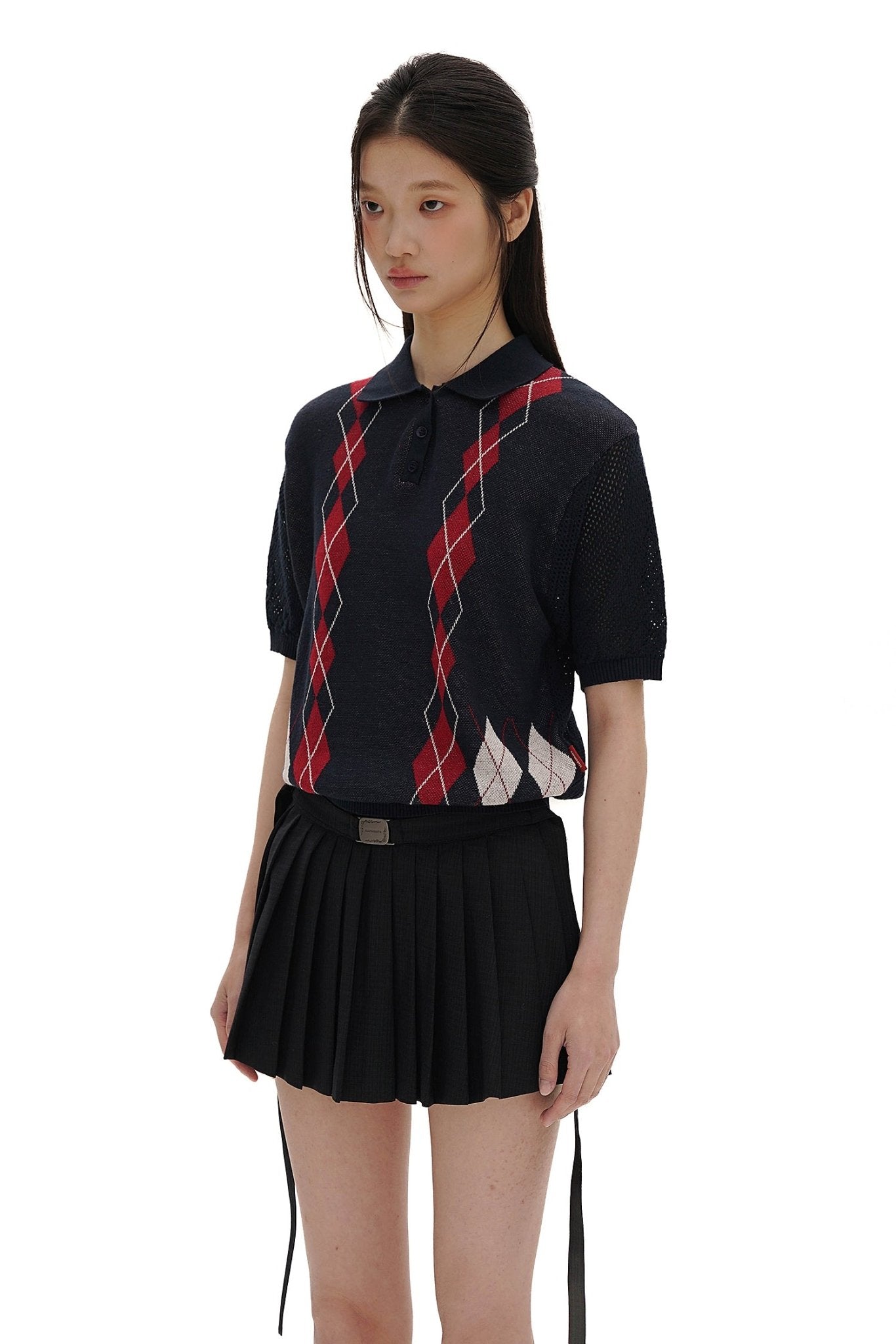 Preppy Diamond Pattern Knit Sweater - COPPING THREADS - MOROMORO