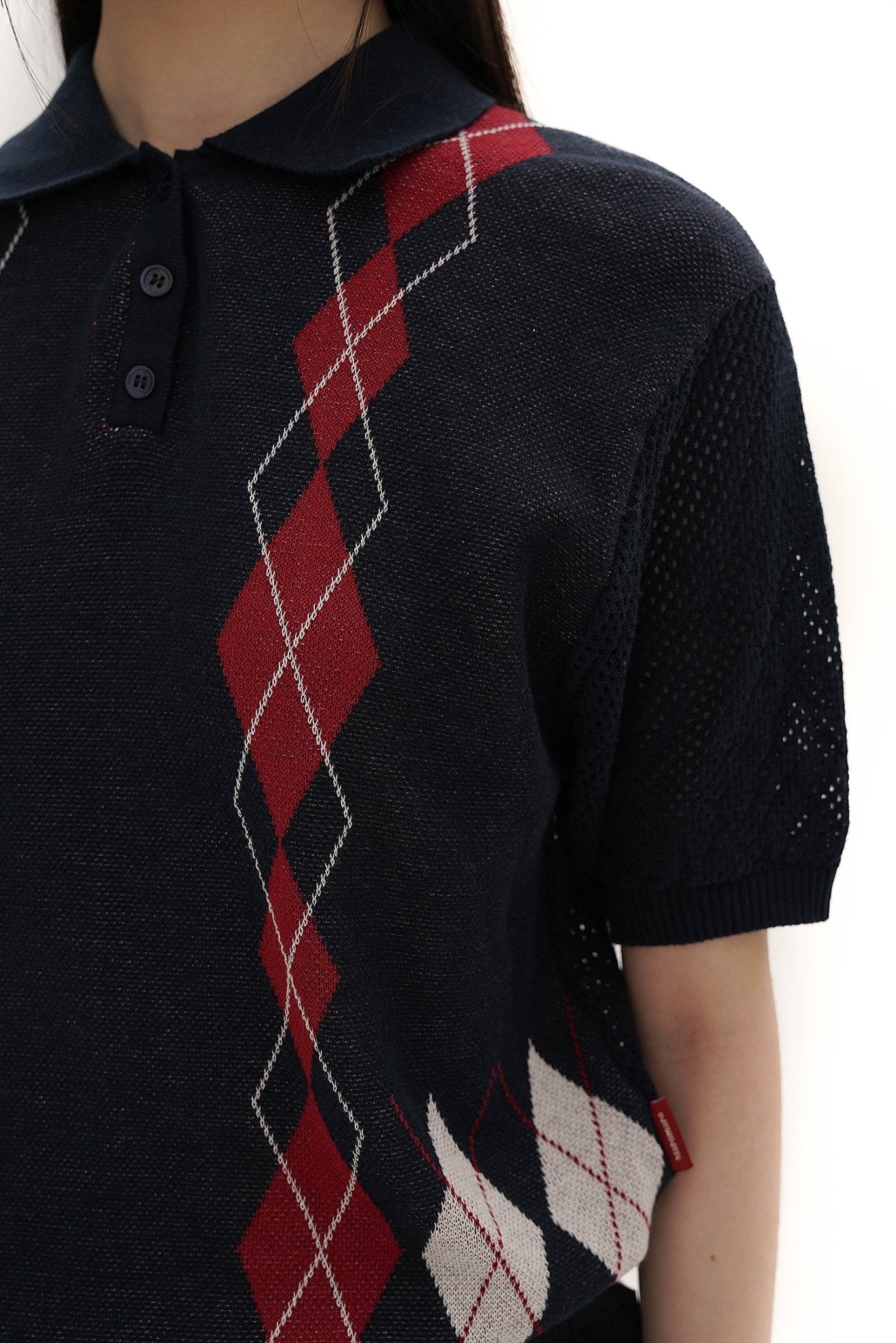 Preppy Diamond Pattern Knit Sweater - COPPING THREADS - MOROMORO