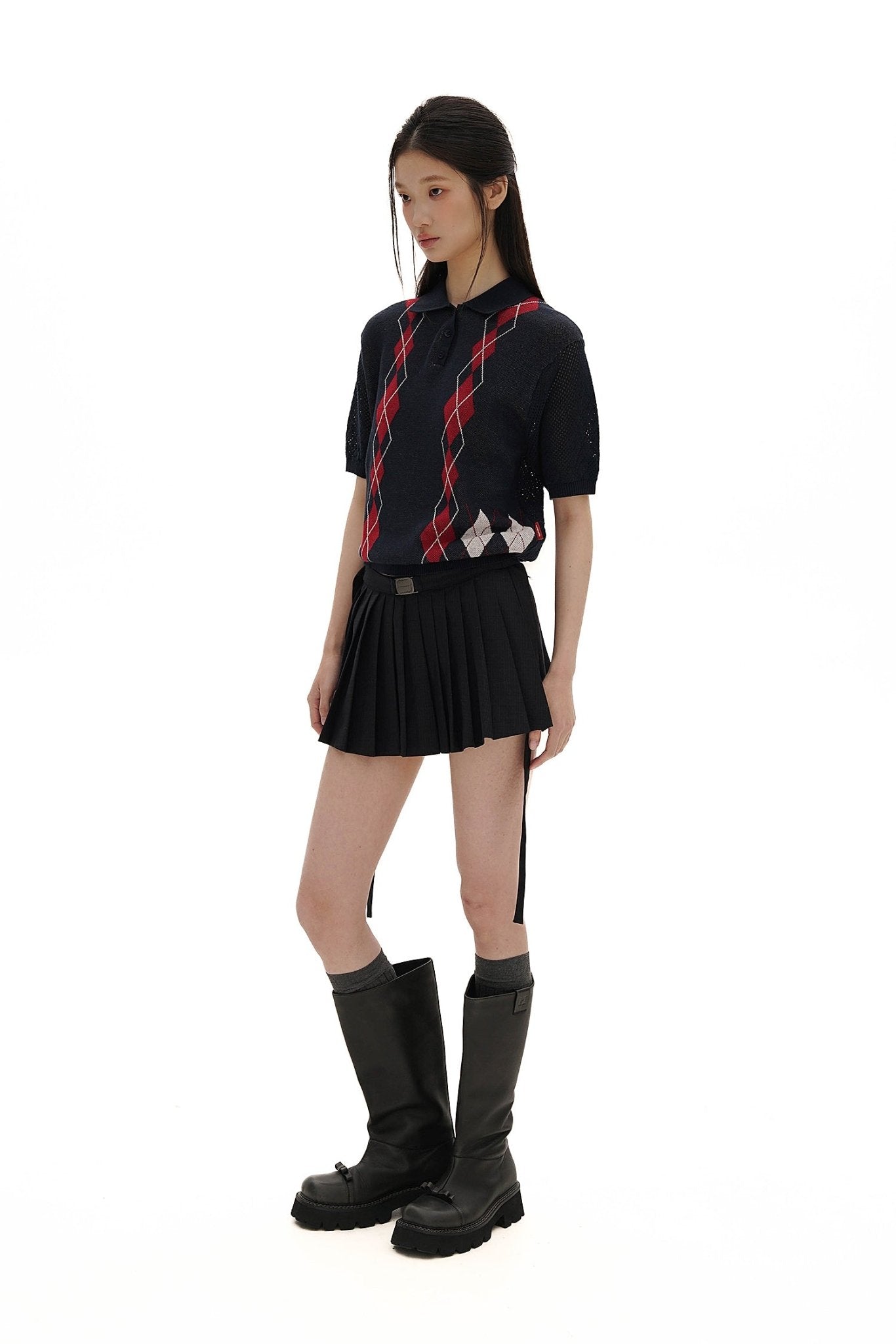 Preppy Diamond Pattern Knit Sweater - COPPING THREADS - MOROMORO