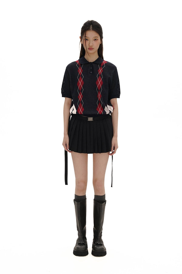 Preppy Diamond Pattern Knit Sweater - COPPING THREADS - MOROMORO