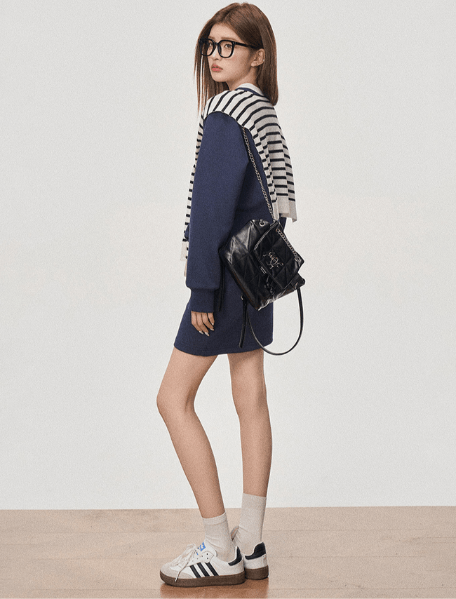 Preppy Oversized Sweatshirt Dress Main Image