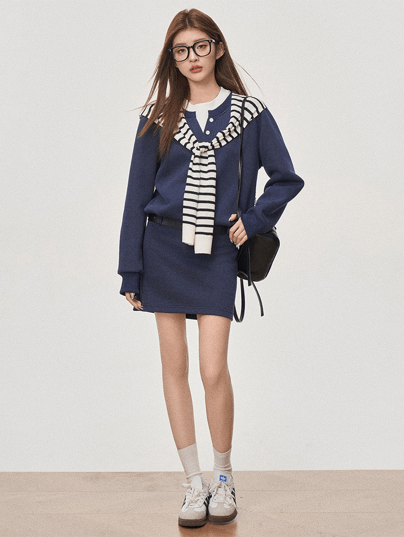 Preppy Oversized Sweatshirt Dress - COPPING THREADS - WES1