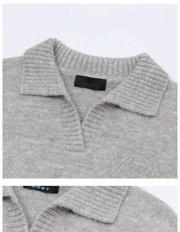 Preppy Style Collared Knit Sweater - COPPING THREADS - CT Select