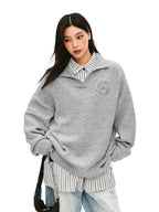 Preppy Style Collared Knit Sweater - COPPING THREADS - CT Select