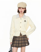 Preppy Style Layered Polo Collar Knit Cardigan - COPPING THREADS - CT Select