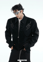 PU Leather Snake Spine Studded Embroidered Jacket - COPPING THREADS - ArguE CulturE