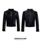PU Leather Snake Spine Studded Embroidered Jacket - COPPING THREADS - ArguE CulturE