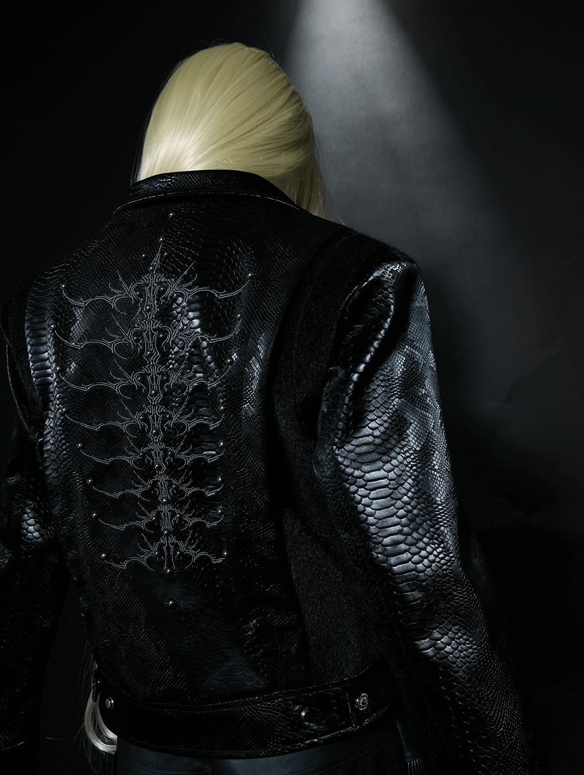 PU Leather Snake Spine Studded Embroidered Jacket - COPPING THREADS - ArguE CulturE