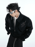 PU Leather Snake Spine Studded Embroidered Jacket - COPPING THREADS - ArguE CulturE