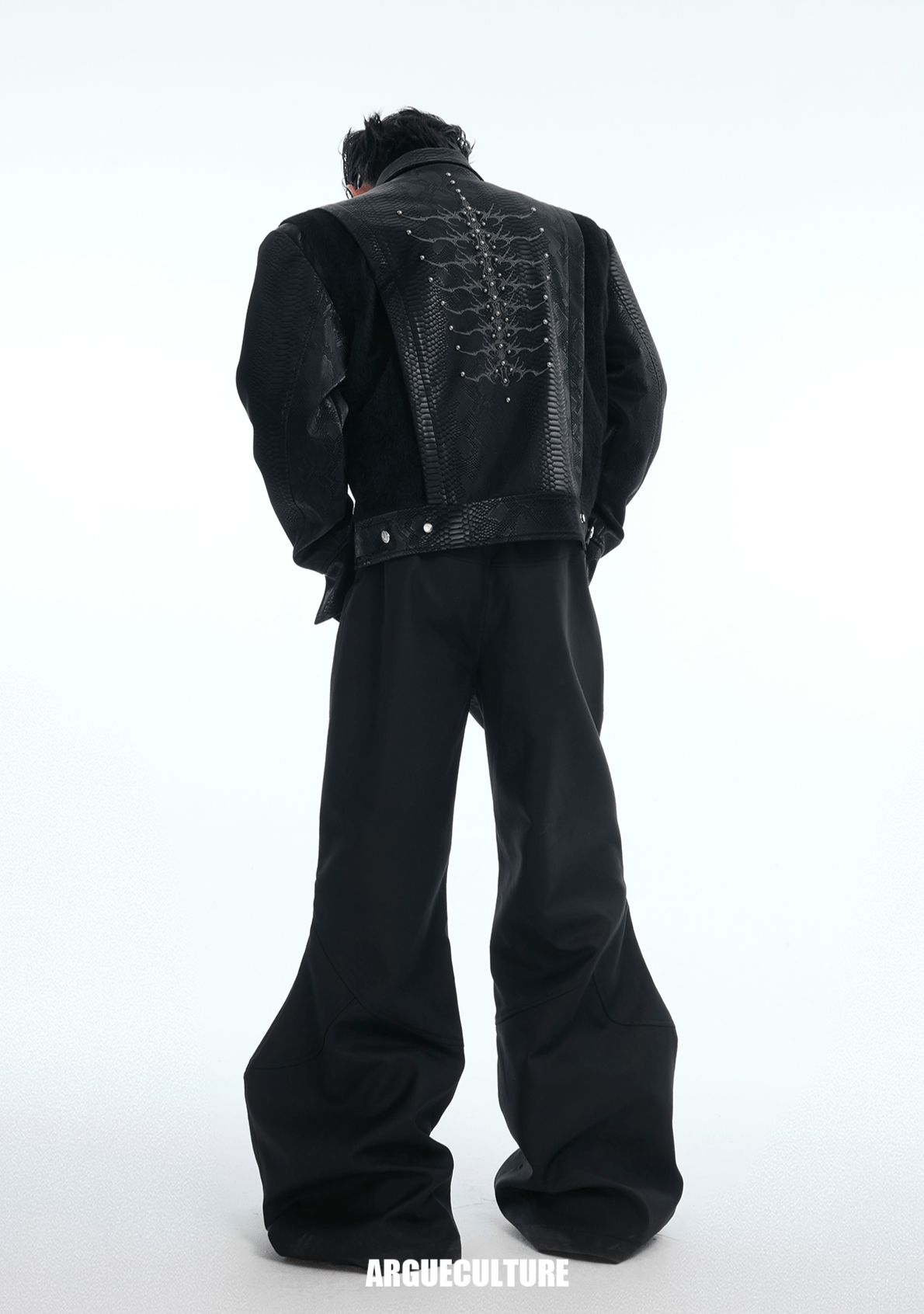 PU Leather Snake Spine Studded Embroidered Jacket - COPPING THREADS - ArguE CulturE