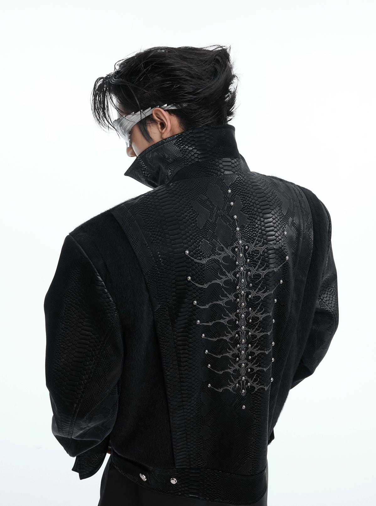 PU Leather Snake Spine Studded Embroidered Jacket - COPPING THREADS - ArguE CulturE