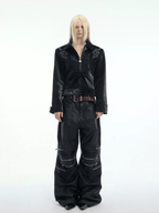 PU Leather Snake Spine Studded Embroidered Jacket - COPPING THREADS - ArguE CulturE