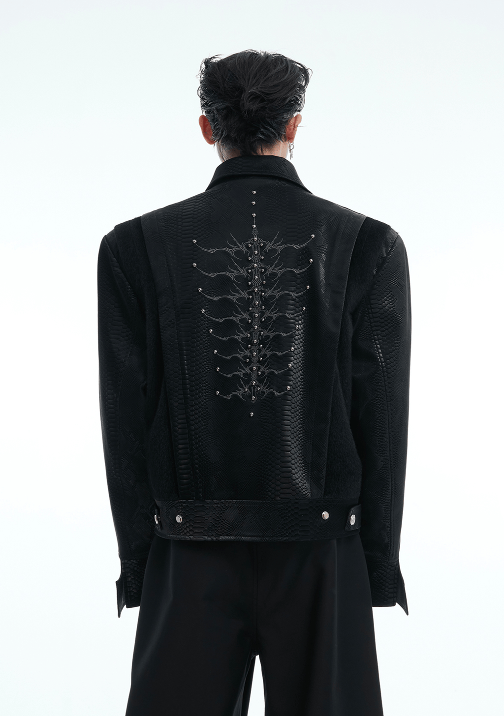 PU Leather Snake Spine Studded Embroidered Jacket - COPPING THREADS - ArguE CulturE