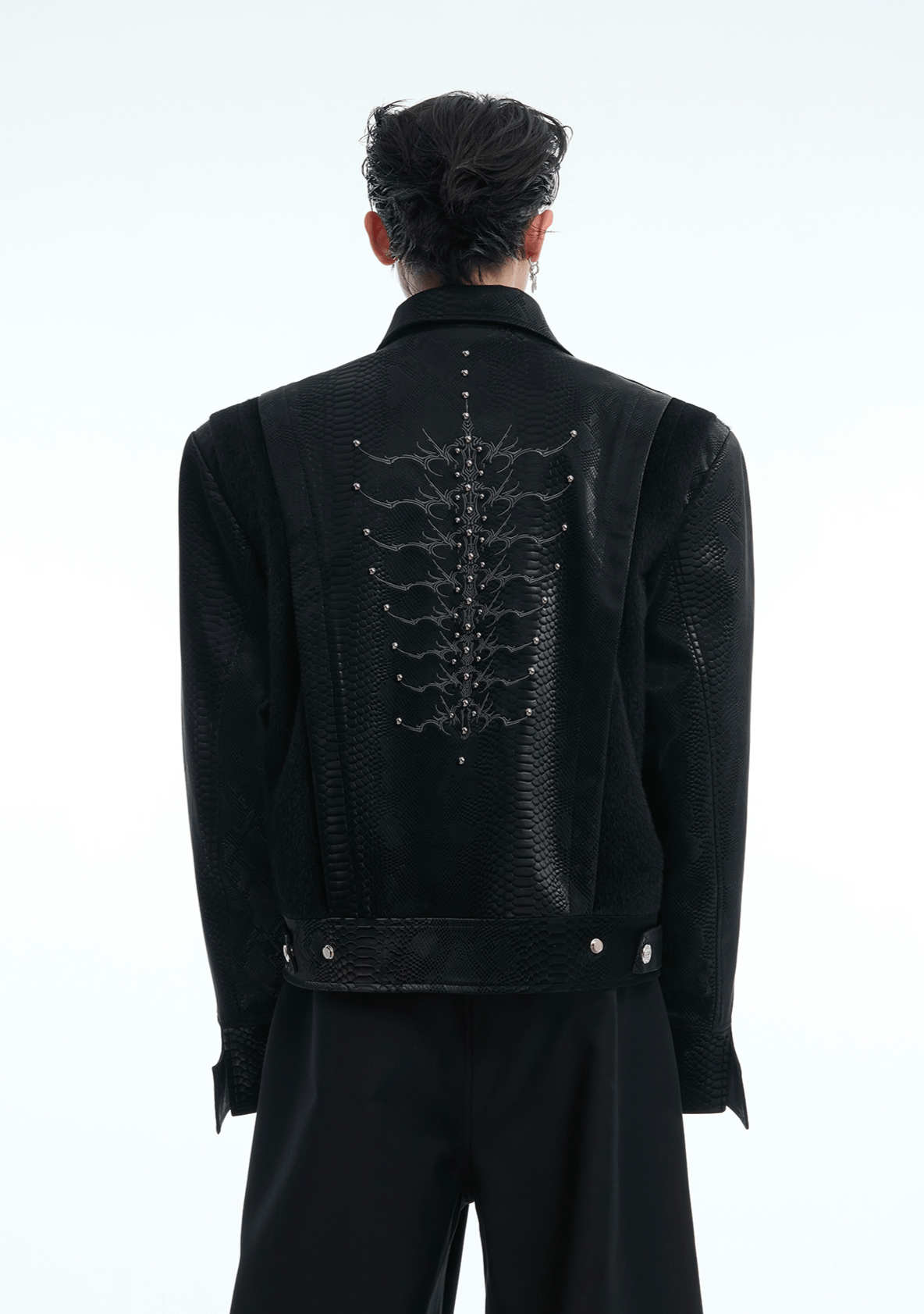 PU Leather Snake Spine Studded Embroidered Jacket - COPPING THREADS - ArguE CulturE