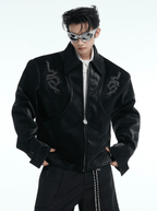 PU Leather Snake Spine Studded Embroidered Jacket - COPPING THREADS - ArguE CulturE