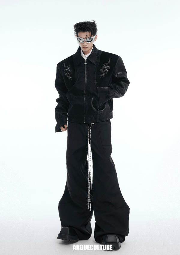 PU Leather Snake Spine Studded Embroidered Jacket - COPPING THREADS - ArguE CulturE