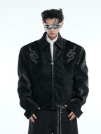 PU Leather Snake Spine Studded Embroidered Jacket - COPPING THREADS - ArguE CulturE