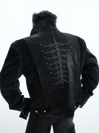 PU Leather Snake Spine Studded Embroidered Jacket - COPPING THREADS - ArguE CulturE