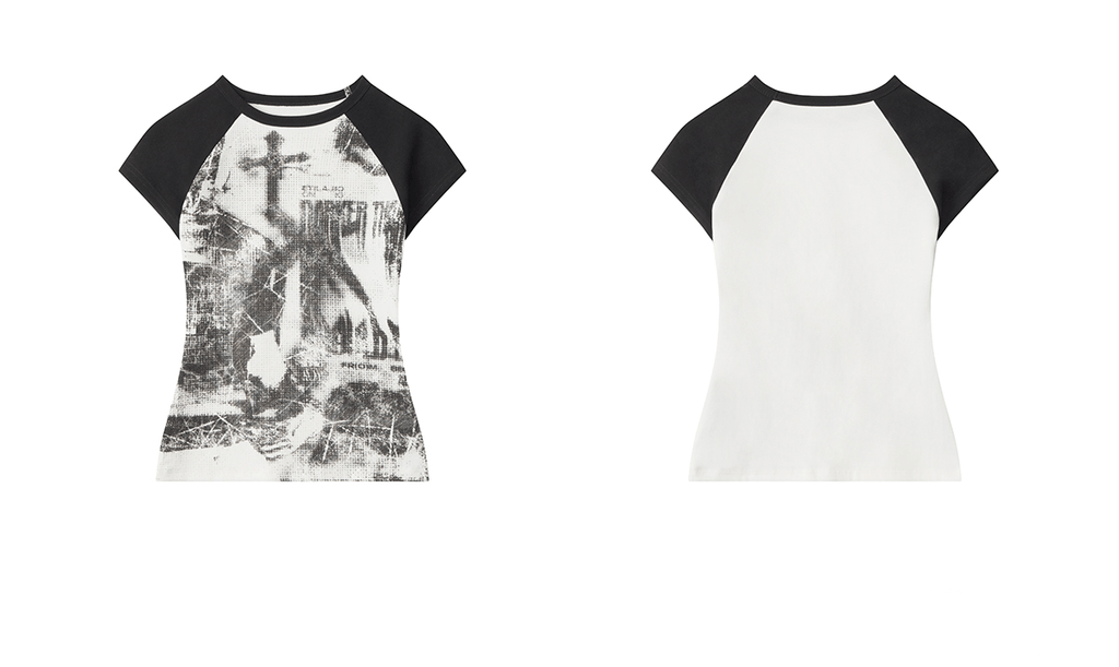 Punk Rock Graphic Cross Raglan Tee - COPPING THREADS - 0123Start