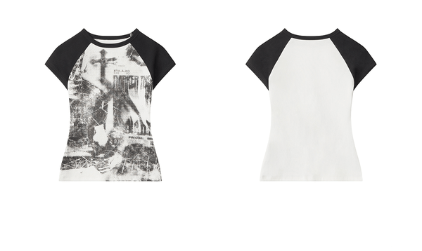 Punk Rock Graphic Cross Raglan Tee - COPPING THREADS - 0123Start