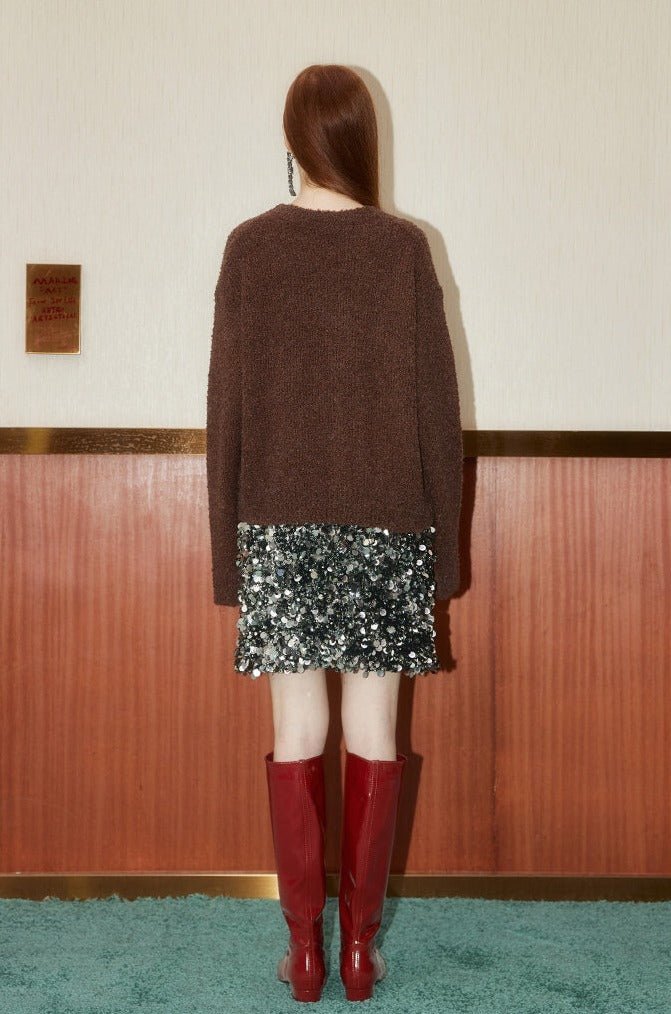 Puppy Embroidered Round Neck Knit Sweater - COPPING THREADS - GREENBELT