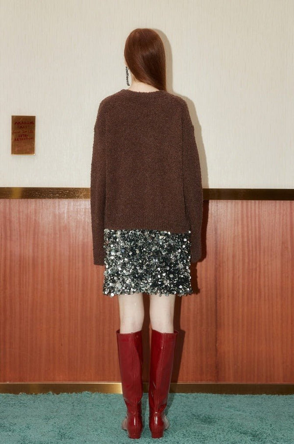 Puppy Embroidered Round Neck Knit Sweater - COPPING THREADS - GREENBELT