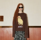 Puppy Embroidered Round Neck Knit Sweater - COPPING THREADS - GREENBELT
