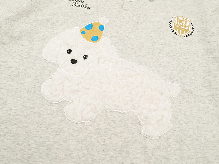 Puppy Embroidered Varsity Polo Tee - COPPING THREADS - CT Coquette