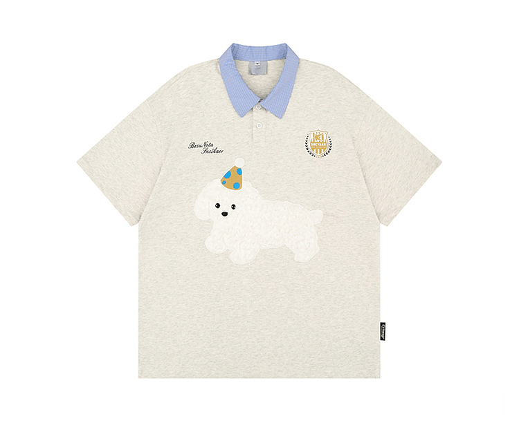 Puppy Embroidered Varsity Polo Tee - COPPING THREADS - CT Coquette