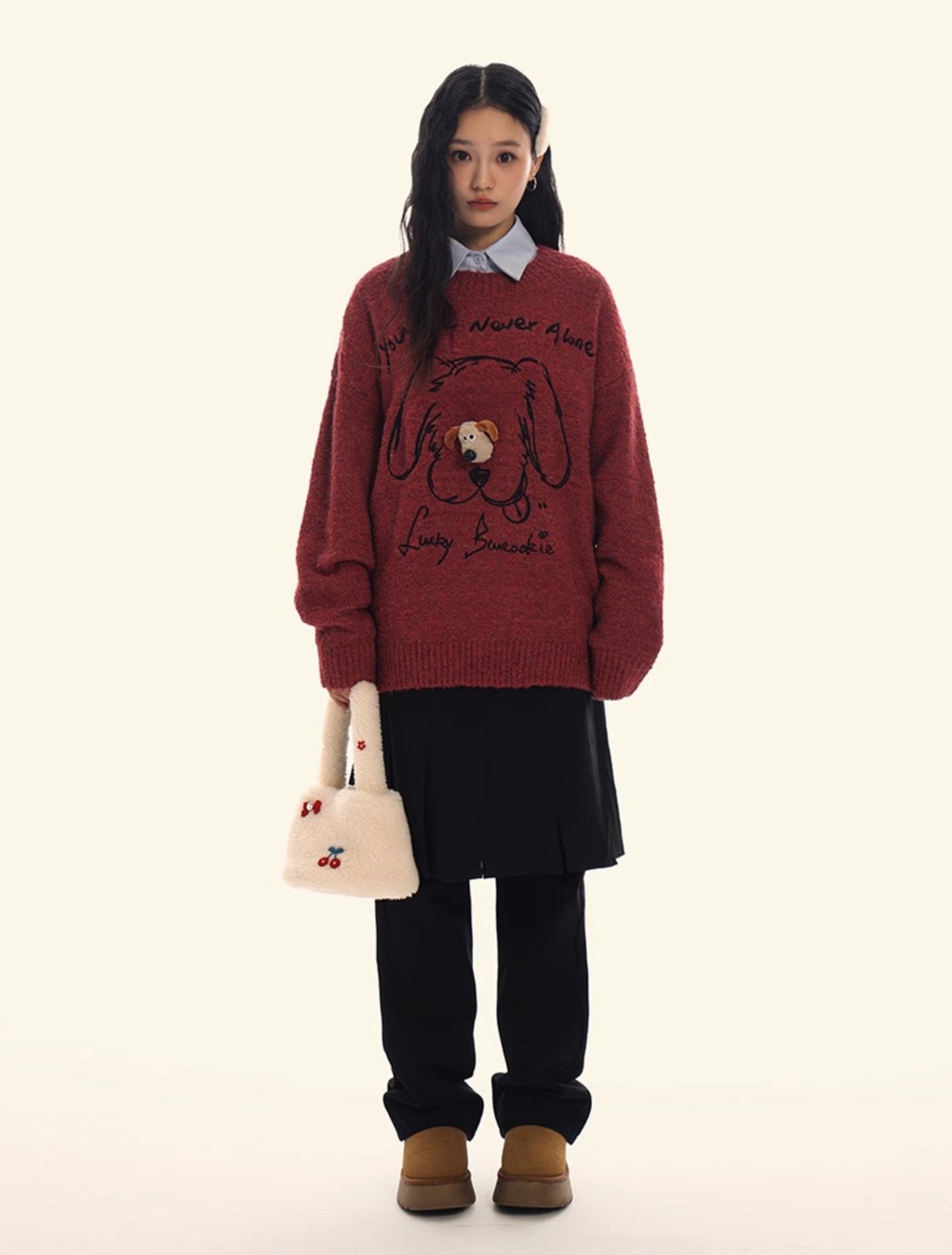 Puppy Graphic Oversized Sweater - COPPING THREADS - CHICISLAND