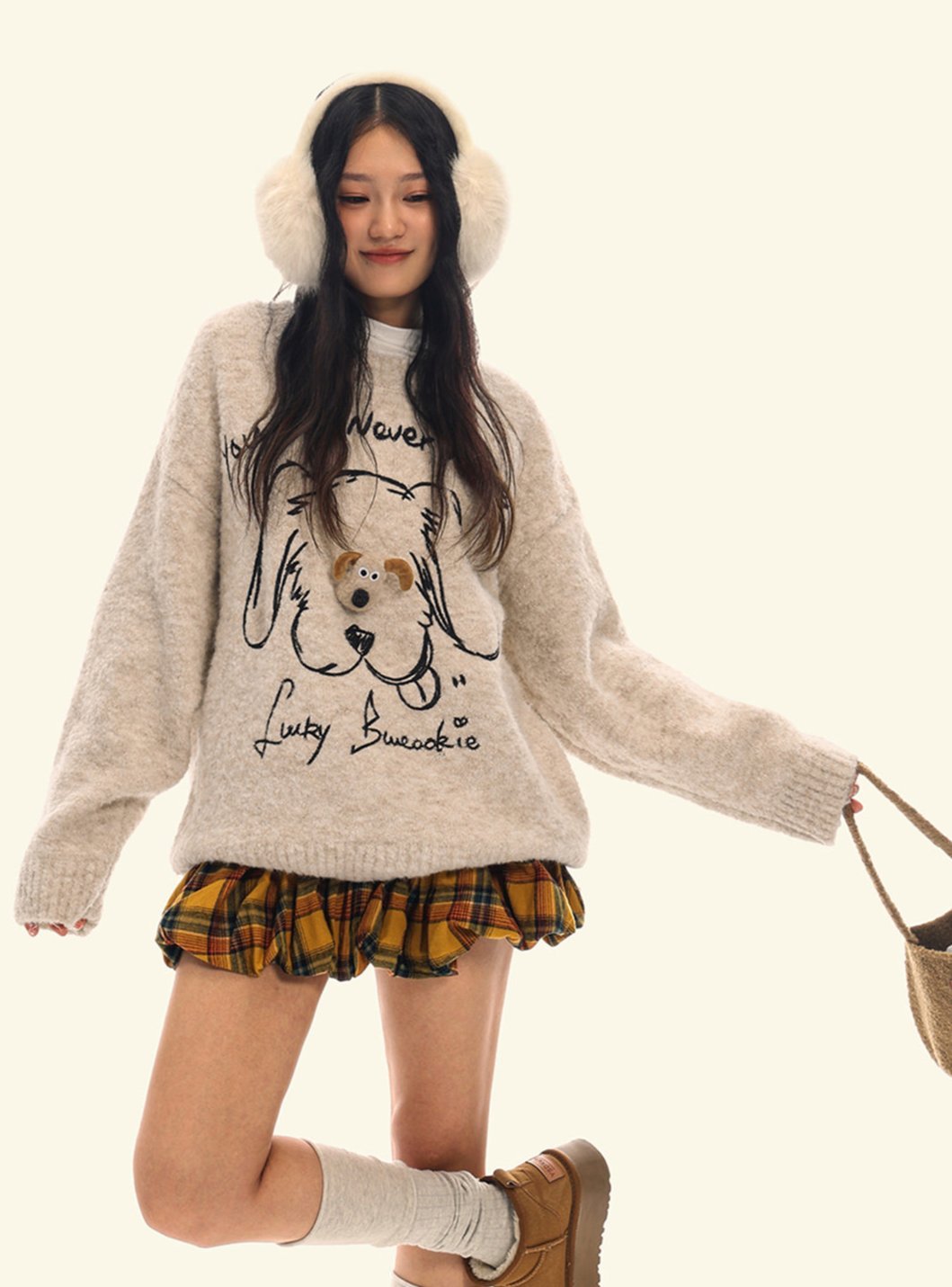 Puppy Graphic Oversized Sweater - COPPING THREADS - CHICISLAND