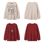 Puppy Graphic Oversized Sweater - COPPING THREADS - CHICISLAND