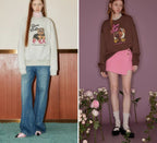 Puppy Print Round Neck Long Sleeve Sweatshirt - COPPING THREADS - GREENBELT