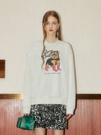 Puppy Print Round Neck Long Sleeve Sweatshirt - COPPING THREADS - GREENBELT
