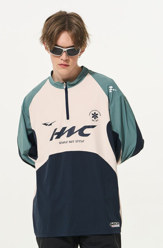 Quick-Dry Cycling Color Block Zip Training Tee Main Image