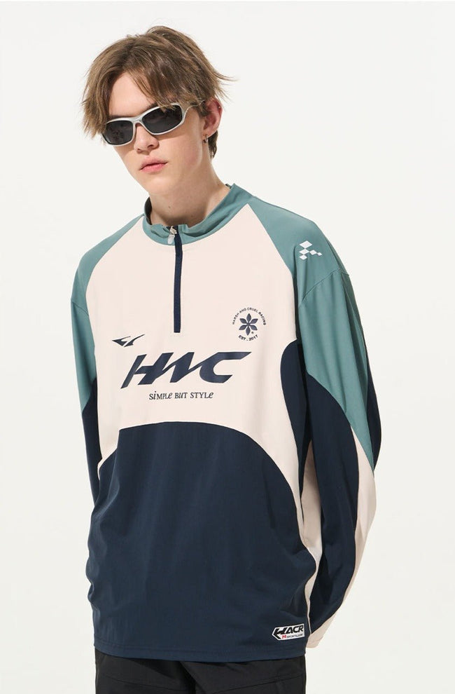 Quick - Dry Cycling Color Block Zip Training Tee - COPPING THREADS - Harsh and Cruel Hover Image