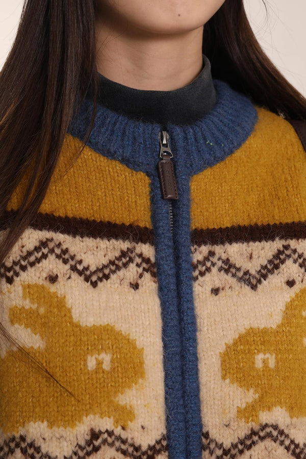 Rabbit Jacquard Zipper Knitted Cardigan - COPPING THREADS - MOROMORO