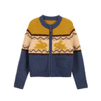 Rabbit Jacquard Zipper Knitted Cardigan - COPPING THREADS - MOROMORO