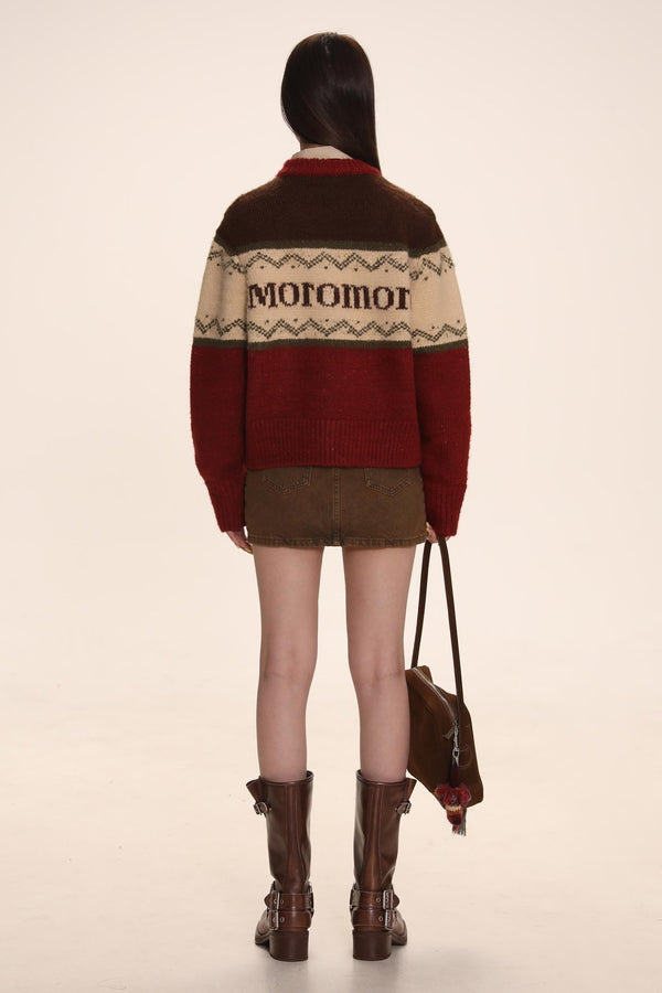 Rabbit Jacquard Zipper Knitted Cardigan - COPPING THREADS - MOROMORO
